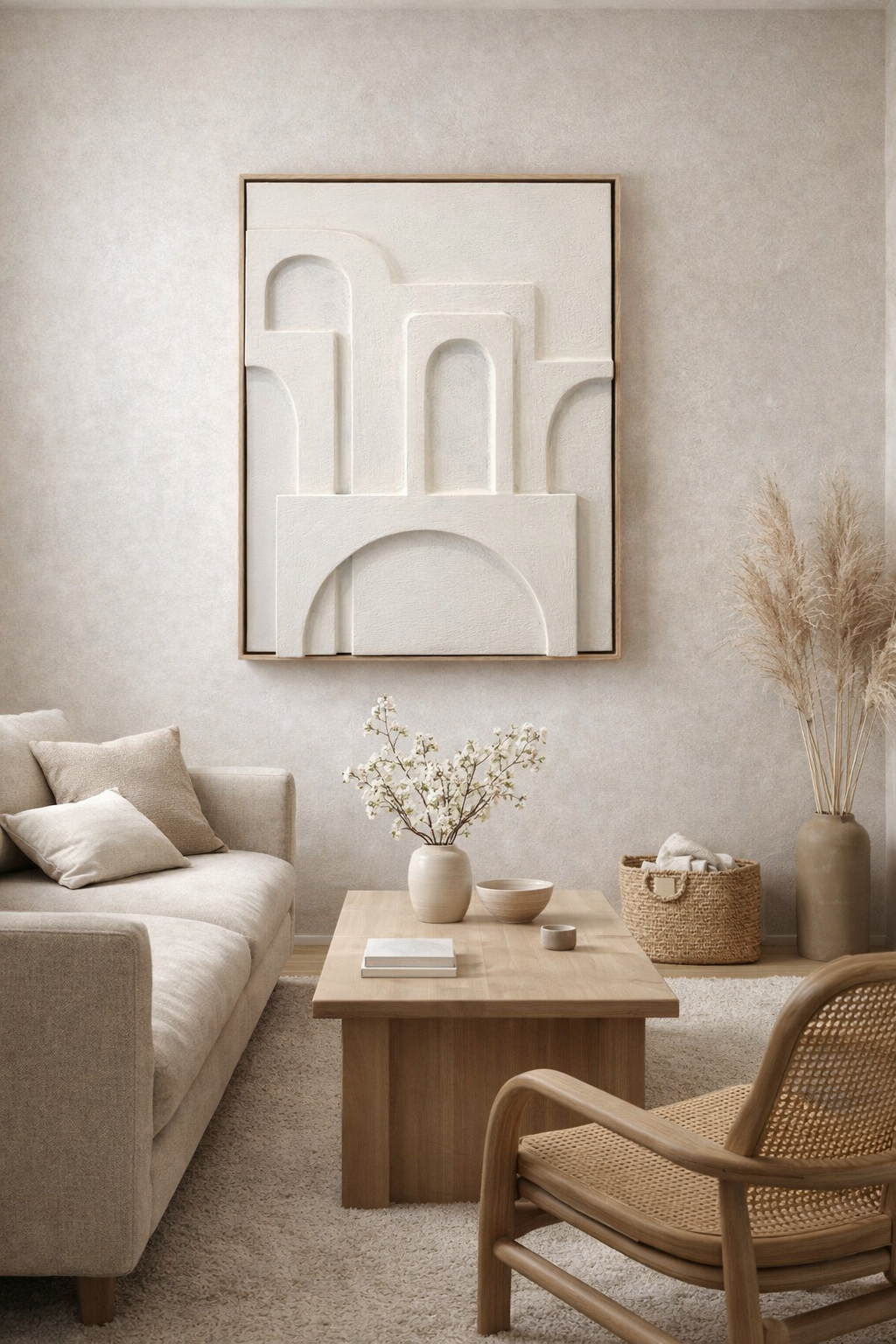 contemporary textured japandi wall art 