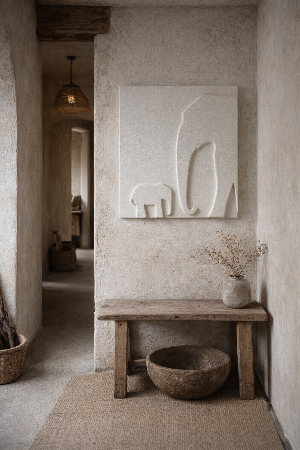 Connection - Handmade Textured Plaster Wall Relief (Japandi)