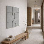 monochrome architectural plaster wall sculpture for minimalist living room
