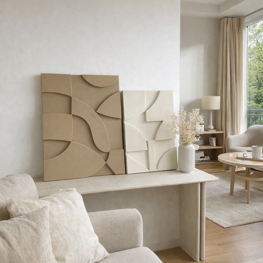 contemporary textured japandi wall art 