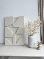japandi plaster wall art