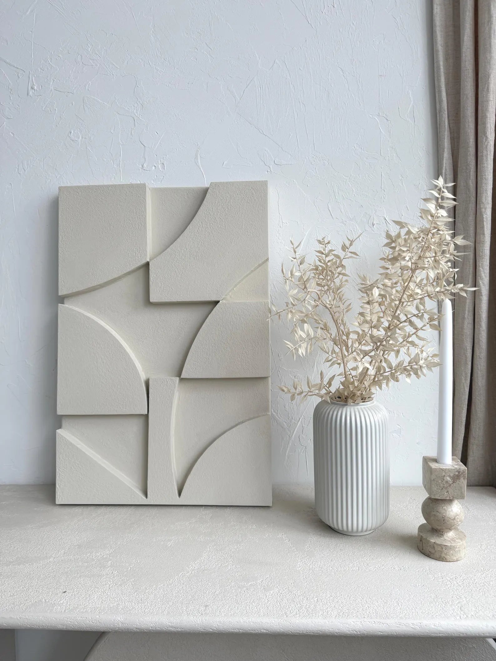 Handmade abstract 3D plaster painting set 