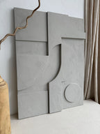 abstract plaster relief wall art for living room above couch modern style