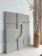 contemporary geometric plaster wall sculpture handmade for modern living room