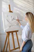 large minimalist plaster wall art statement piece for modern living room