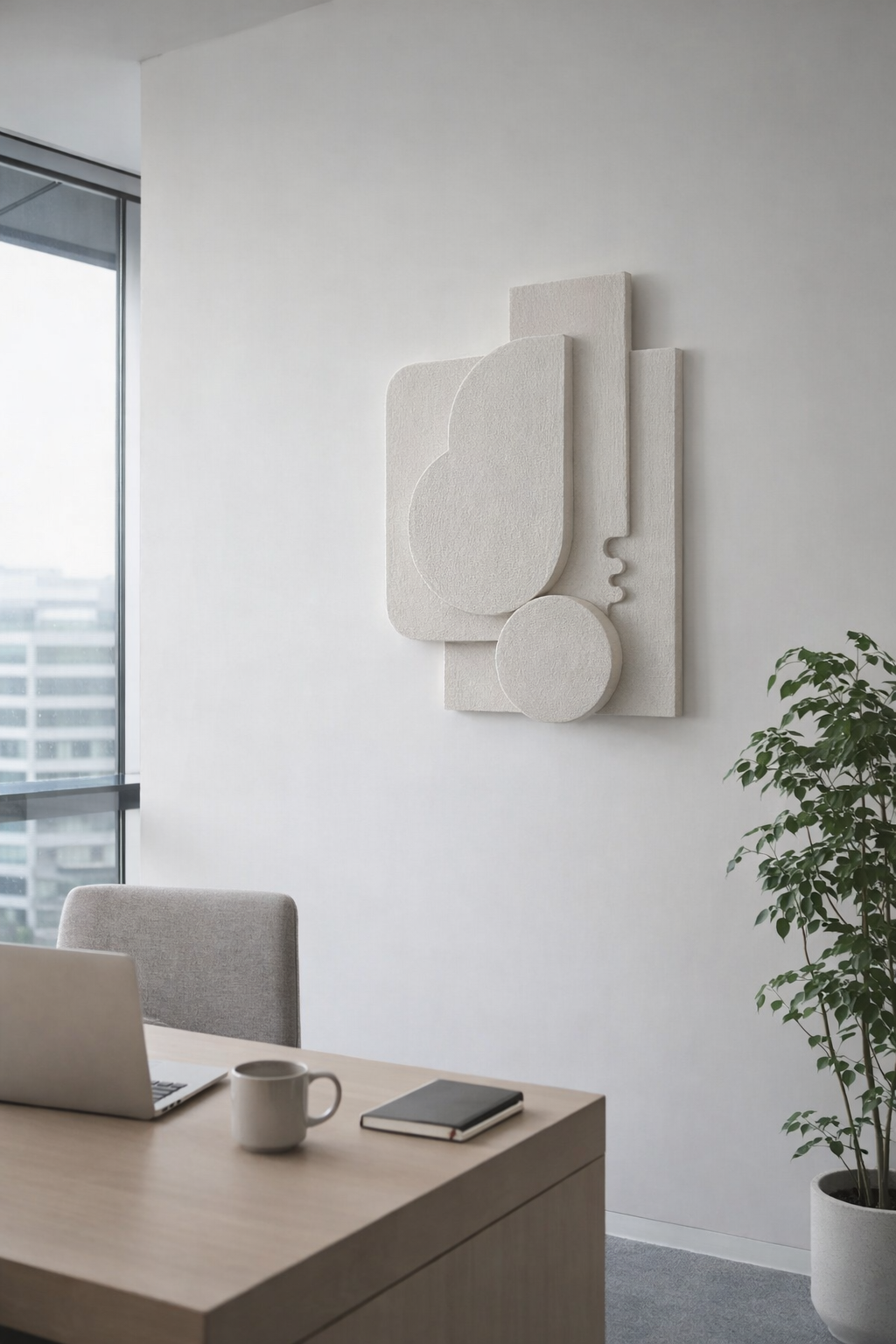 Japandi Plaster Wall Art for office