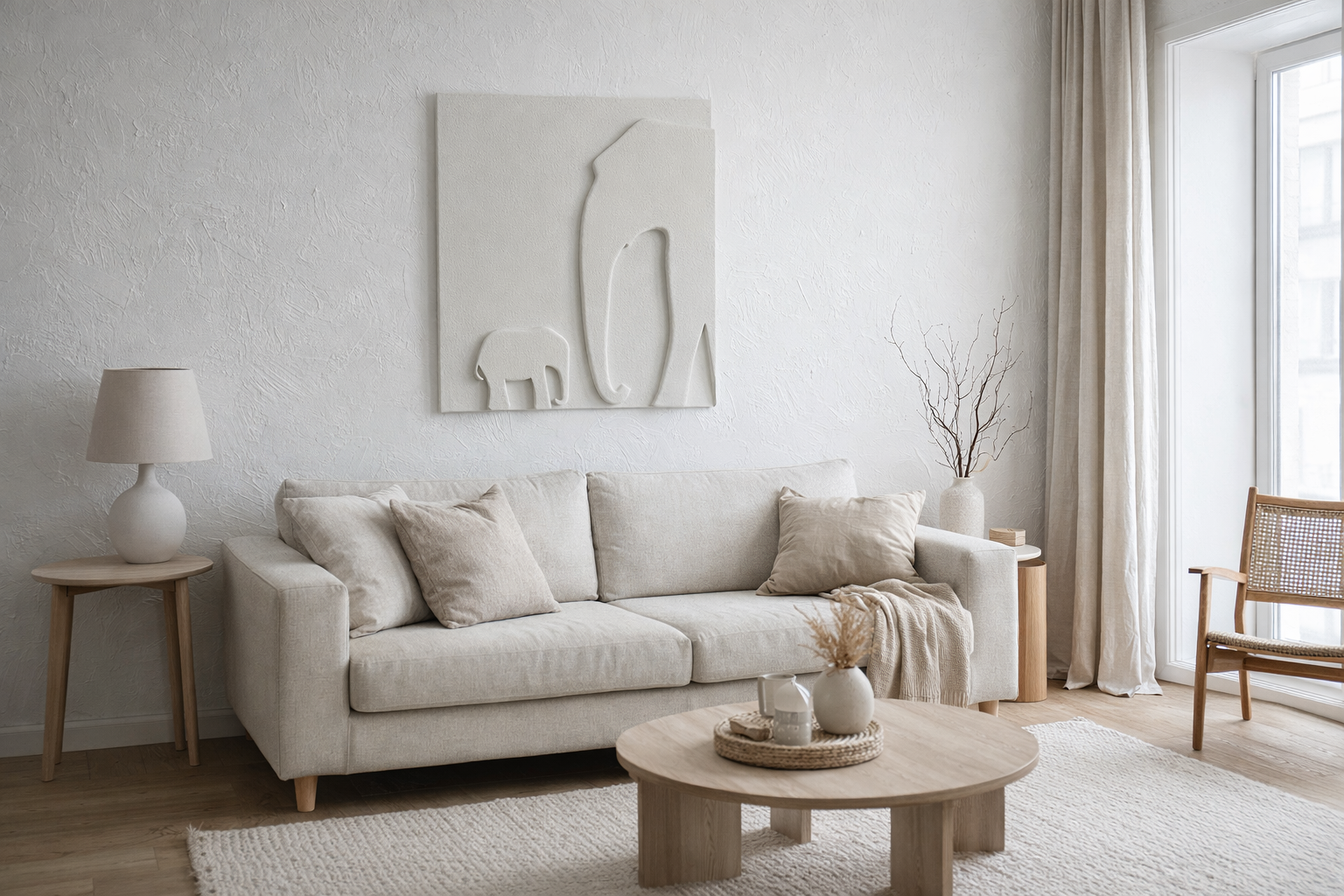 Connection - Handmade Textured Plaster Wall Relief (Japandi)