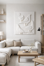 minimalist plaster wall sculpture